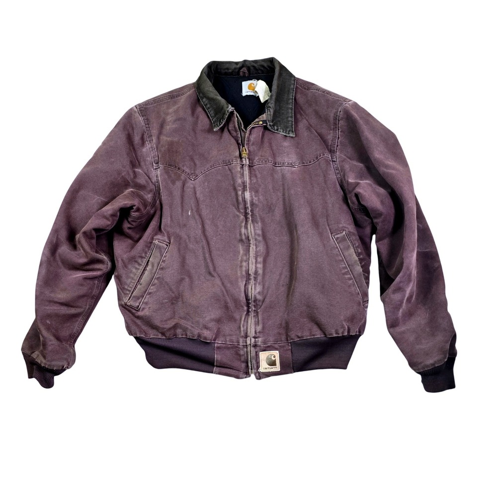 Carhartt Santa Fe Jacket Mens XL Plum Faded Vintage Distressed Duck Canvas J14